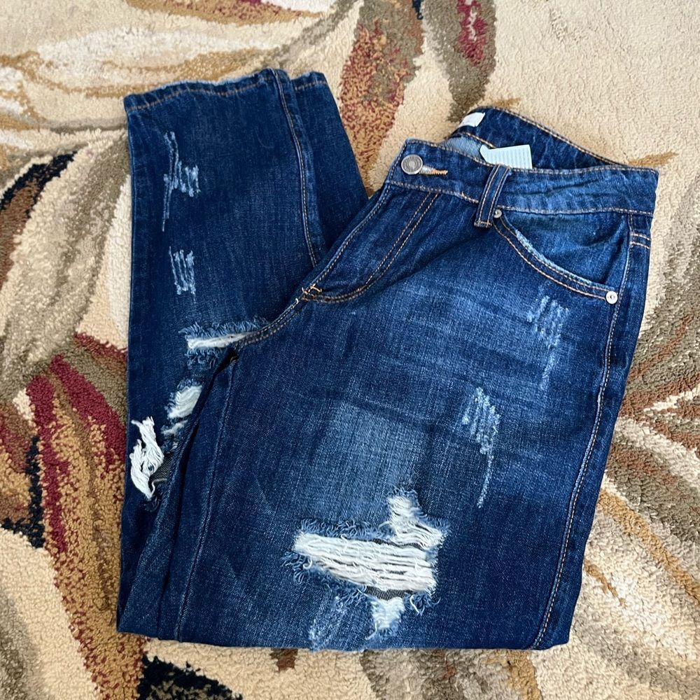 Kancan distressed dark denim jeans size 7